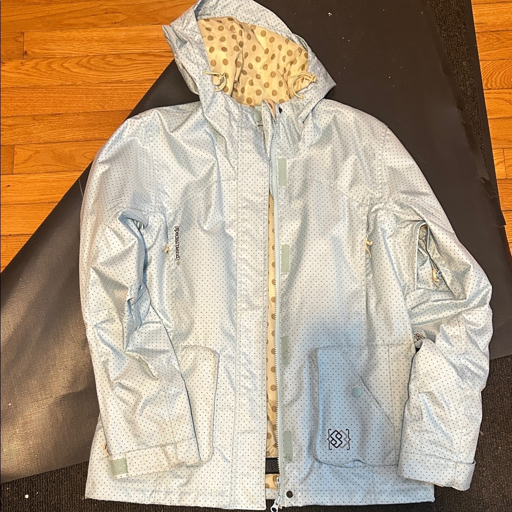 Women Light Blue Polka Dot Jacket